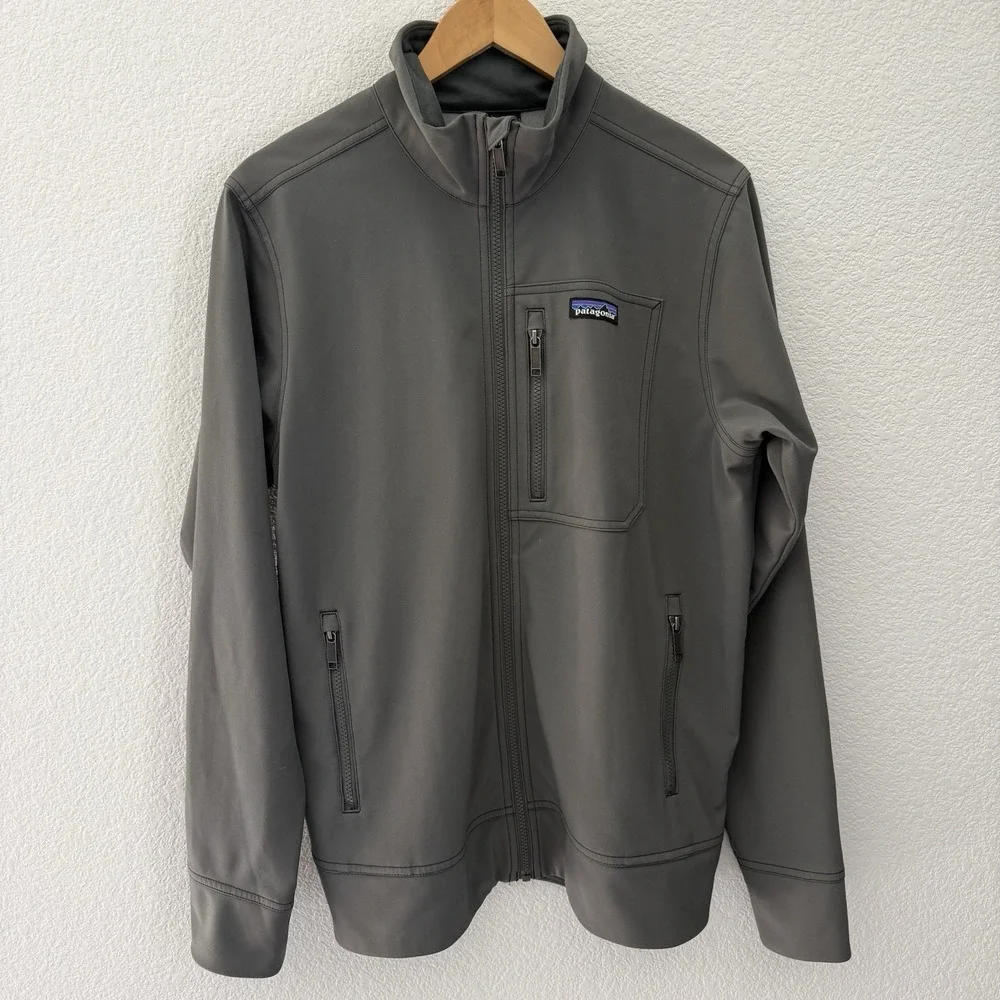 Patagonia Mens Sidesend Softshell Jacket M Grey Water Wind Resistent Outdoor